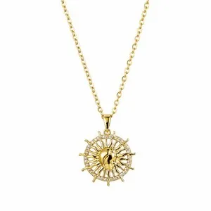 Authentic Radiant Sun Goddess - Cubic Zirconia Gold Plated Pendant Necklace