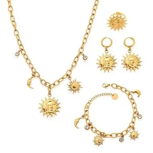 Authentic Celestial Harmony: The 18K Gold Plated Sun and Moon Talisman Set