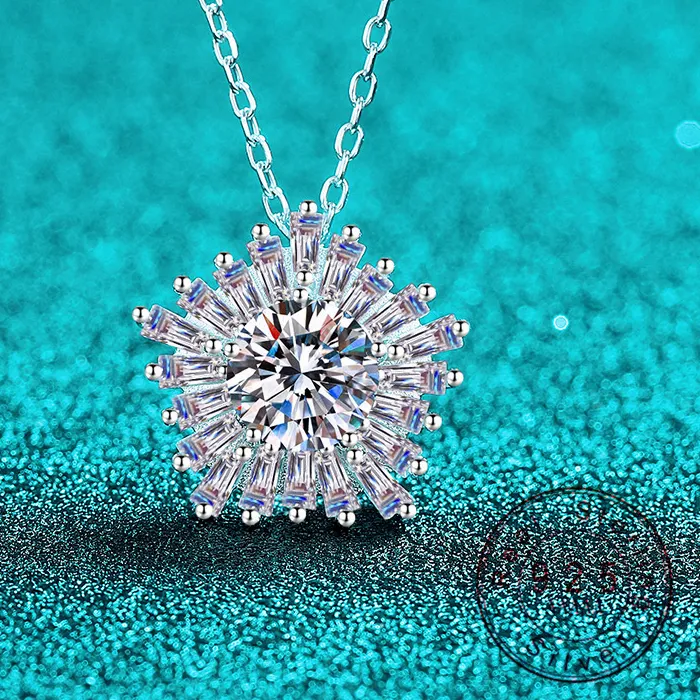 Authentic Celestial Radiance Sunburst Moissanite Talisman in Sterling Silver
