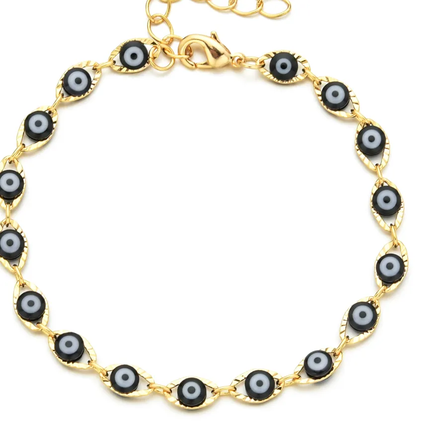 Authentic ZMZY Black Gold Color Chain Turkish Evil Eye Bracelet Women Eyes Charm Bracelet Jewelry Wristband