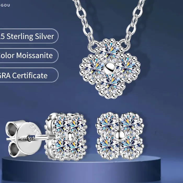 Authentic Awaken Abundance: Radiant Clover Flower Jewelry Set
