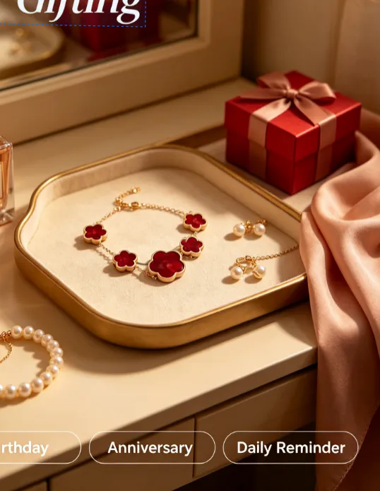 Authentic Gold Plated Red Four Leaf Clover Bracelet, Elegant Enamel Lucky Flower Link Bracelet, Dainty Classic Jewelry Gift for Women Daily Party Dating Wear
