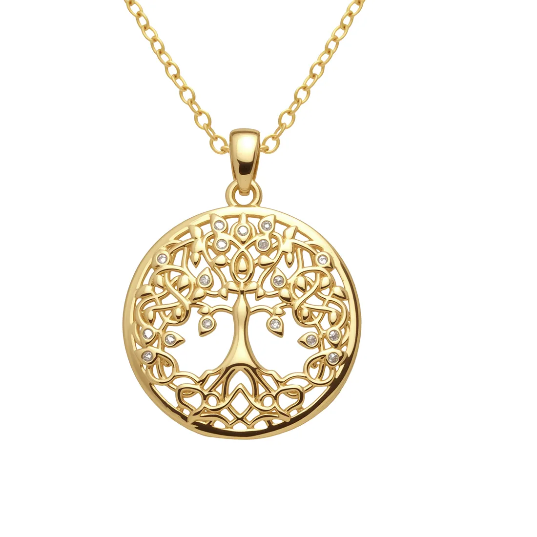Authentic Fashion Tree of Life Necklace Women's Stainless Steel Gold Plated Round Pendant Jewelry Parents Christmas Gift