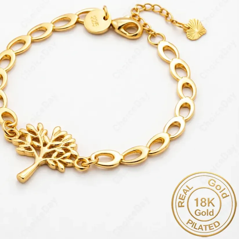 Authentic 18K Gold Plated Exquisite Tree Of Life Bracelet- , Accessories, Jewelry
