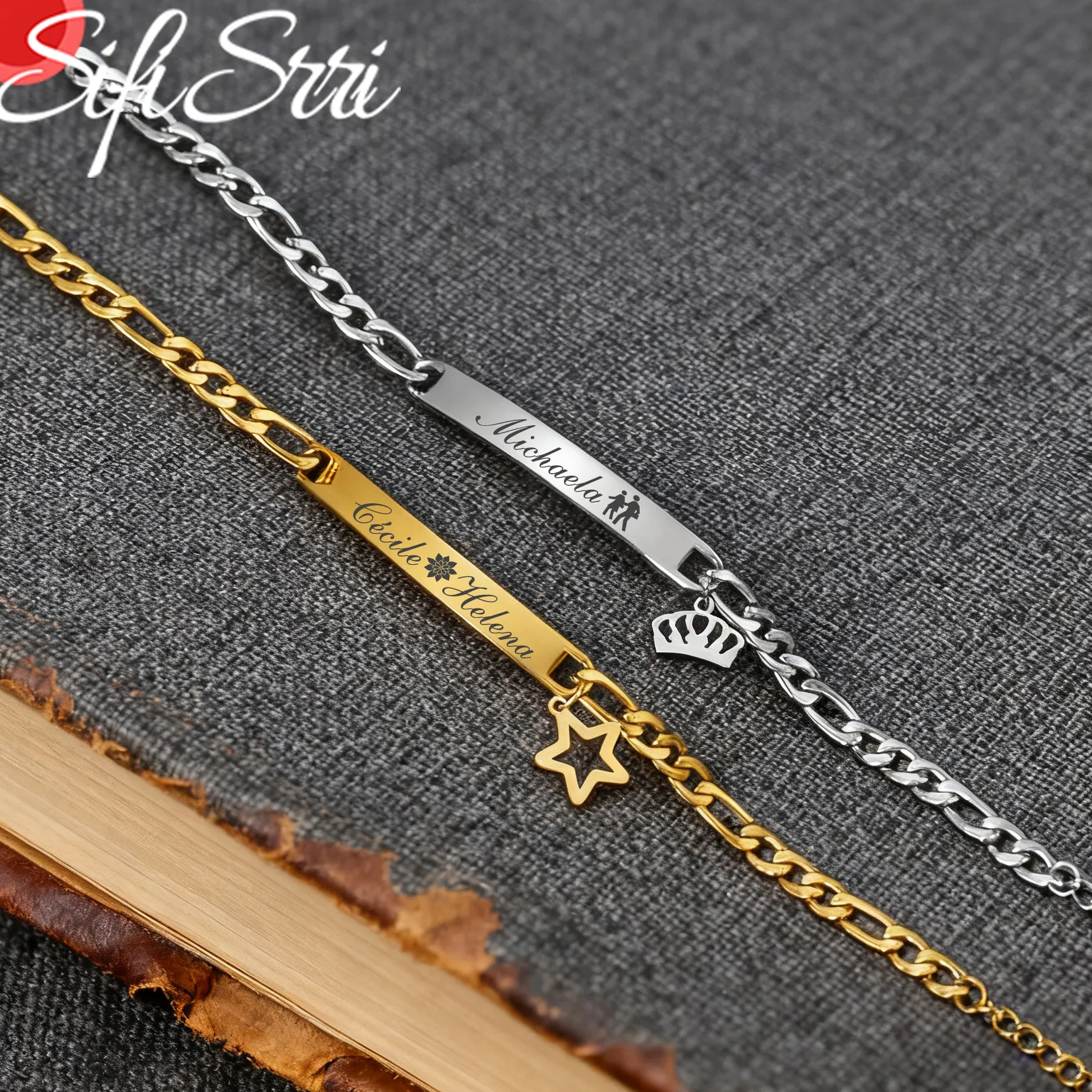Authentic Enamored by the Cosmos - Personalized Name Engraving on Sterling Stainless Steel