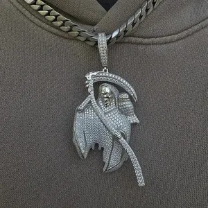 Authentic Ethereal Reaper's Gleam: 7.65‑ct Moissanite Pendant in 14K White‑Gold Radiance