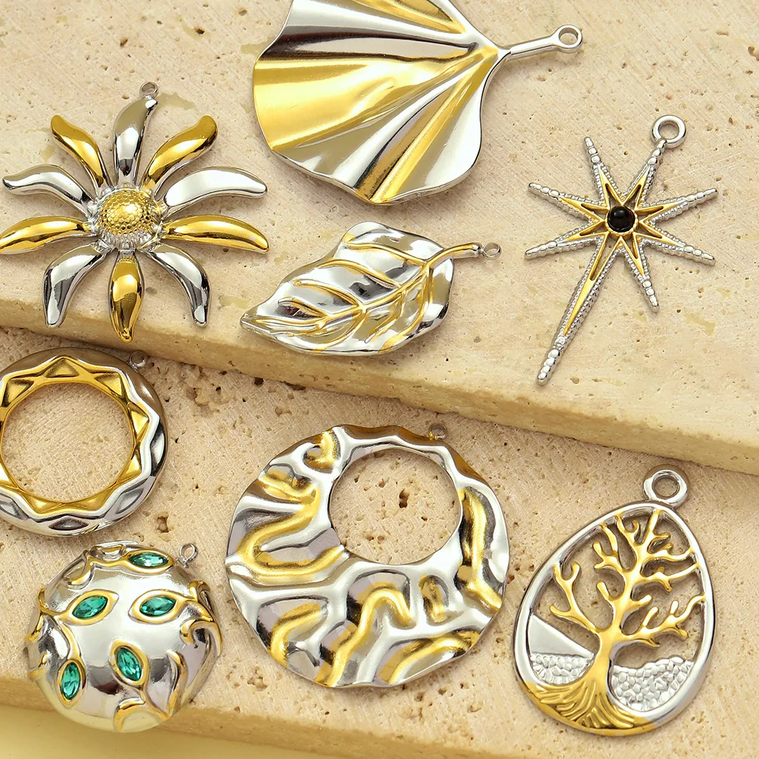 Authentic Sacred Triad Of The Life Tree Golden Mystical Pendant