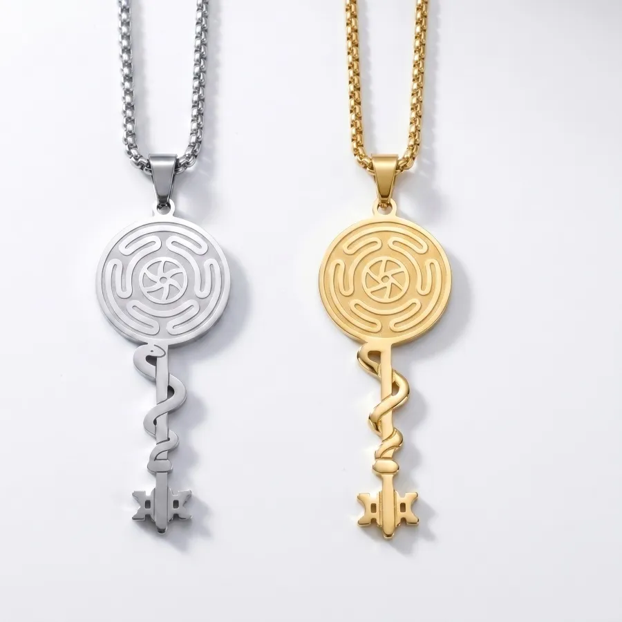 Authentic Sea Kate Wheel Pendant Necklace, Magic Snake Key Jewelry, Couple Style Snake Bone Chain, Holiday
