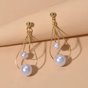 Authentic Celestial Geometry Pearl Dangle Earrings