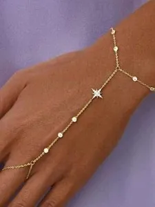 Authentic Celestial Shooting Star Gold Hand Chain – Luck‑Infused Adjustable Bracelet