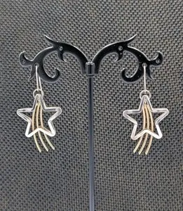 Authentic John W. Kessler Sterling 925 18K Gold Plated Accent 3-D Shooting Star Earrings