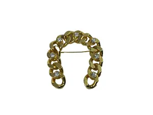 Authentic Mystical Stallion's Blessing: Gold Plated Horse Shoe Brooch