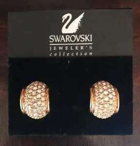 Authentic Celestial Radiance: Vintage Gold-Plated Pave Dome Earrings