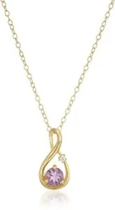 Authentic Gold Plated Sterling Silver Shooting Star Amethyst Necklace 18"