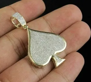 Authentic Guardian of Fortune: 3.5Ct Moissanite Spade Pendant in 14K Yellow Gold Plated Silver