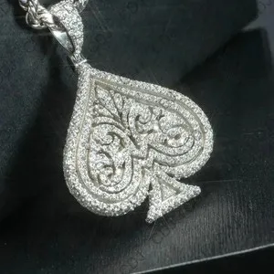 Authentic The High Roller Talisman: 2.50Ct Moissanite Ace of Spade Amulet in Radiant White Gold Finish