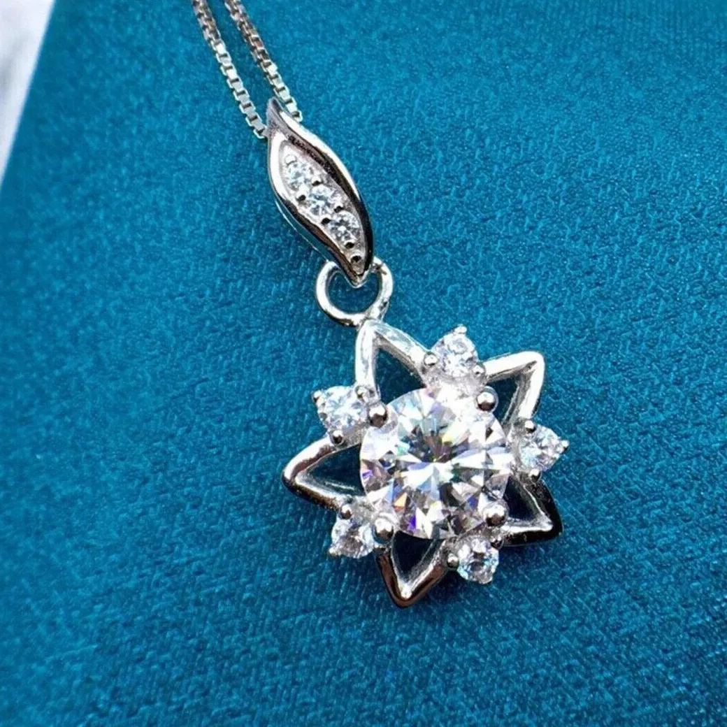 Authentic Celestial Starlight Six-Stone Shooting Star Pendant in Radiant 14K White Gold Finish