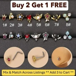 Authentic Celestial L-Bend Nose Studs: Sacred Adornments in Radiant Gold