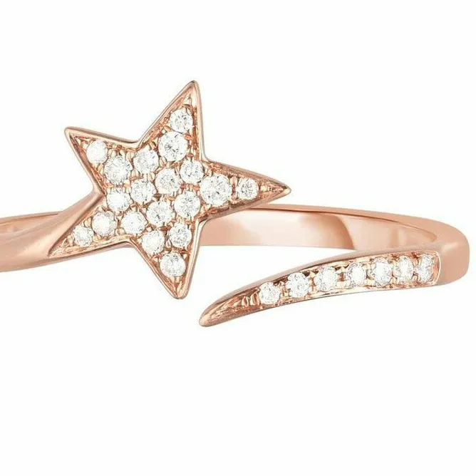 Authentic Celestial Tracer Gold-Plated Shooting Star Bypass Ring