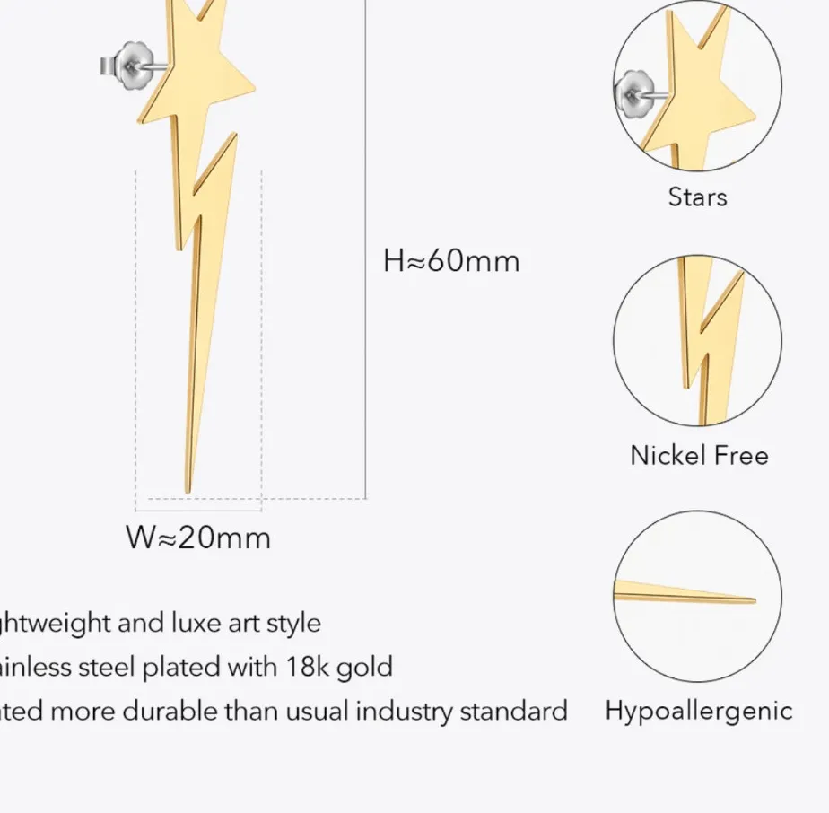 Authentic Illuminate Your Path with Shooting Star Earrings: Golden Illuminations of Destiny