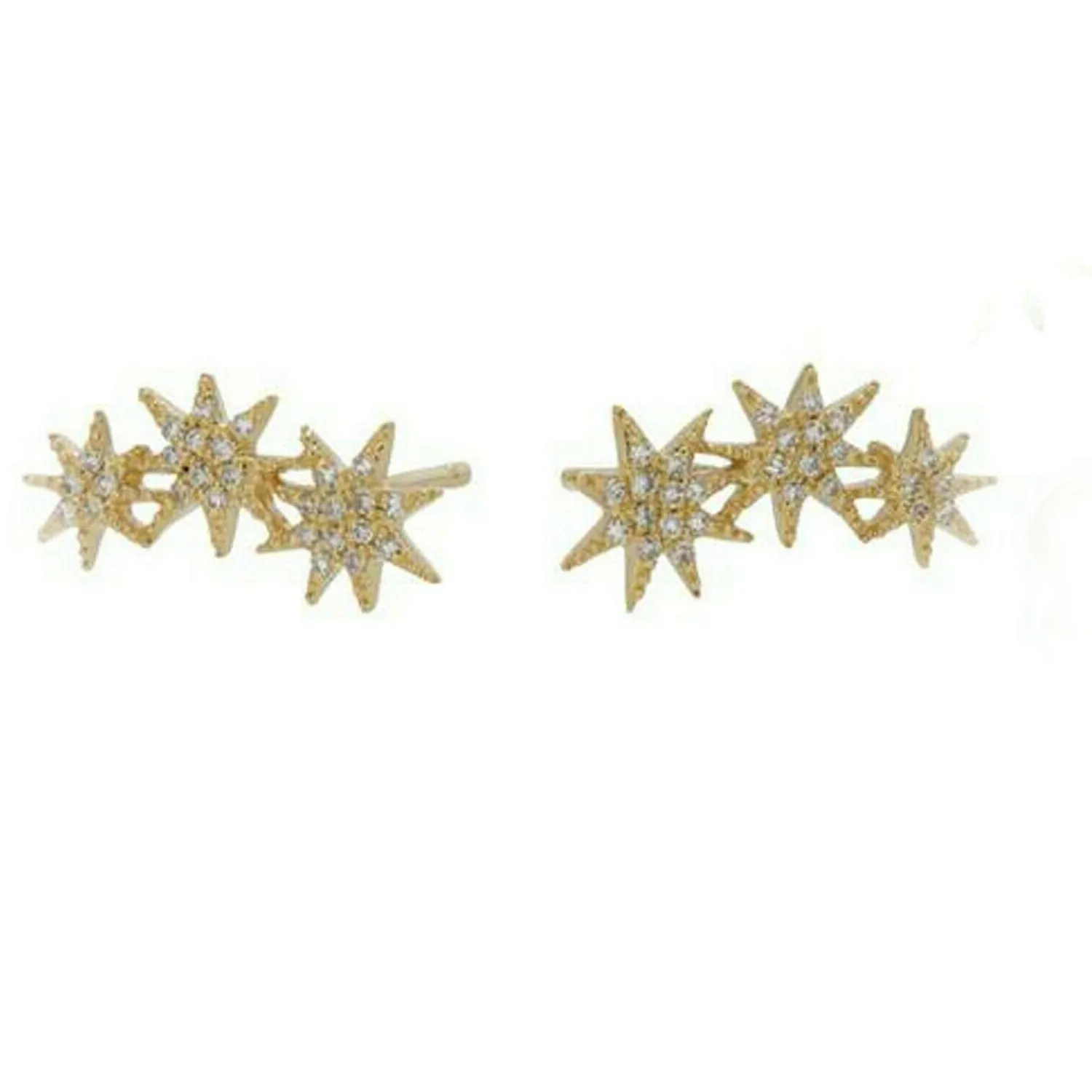 Authentic Celestial Shooting Star Earrings - 14K Gold Plated Cubic Zirconia Celestial Protection
