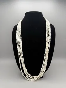 Authentic Vintage 1960s Gold Plated 6 Strand Fresh Water Rice Pearl Necklace