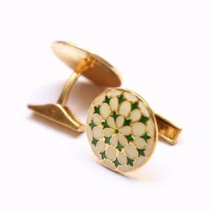Authentic Verdant Harmony Gold-Plated Cufflinks: A Talisman of Union