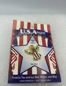 Authentic The Celestial Patriot: 18K Gold-Plated USA Flag Angel Talisman
