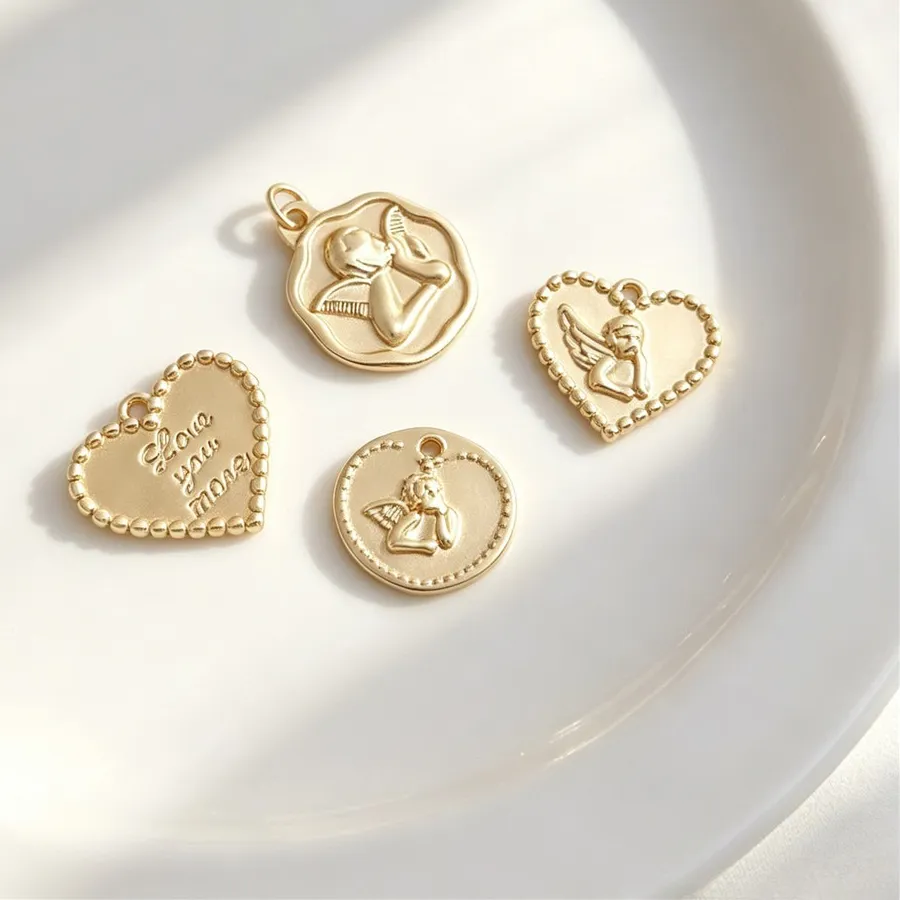 Authentic Heart of the Heavens - 14K Gold Plated Angel Heart Charms