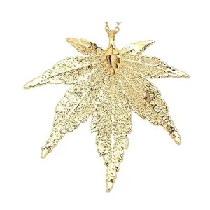 Authentic 24k Gold Dipped Real Leaf with Gold-Plated Chain, (Japanese Maple Leaf)