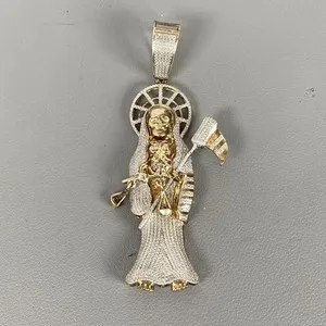 Authentic Reaper's Radiant Guard: Santa Muerte Diamond Pendant
