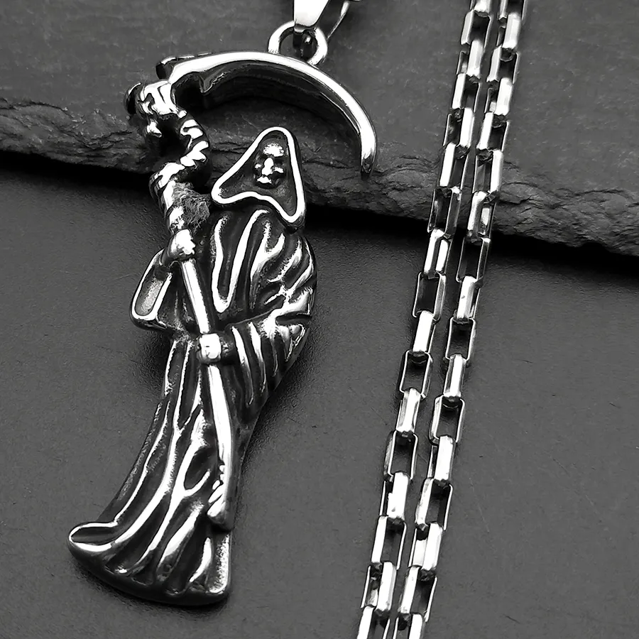 Authentic Amulet of the Sovereign Guardian Santa Muerte Stainless Steel Talisman