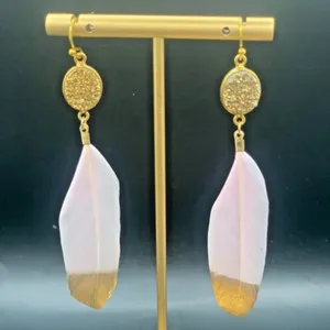 Authentic Ethereal Plume Druzy Amulets in Celestial Pink Gold