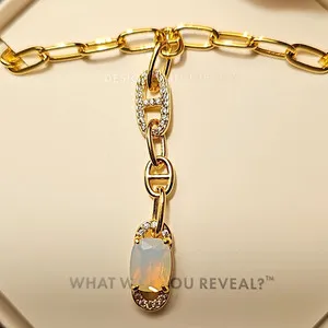 Authentic Radiant Lunar Harvest Gold Bar Link and Moonstone Fertility Talisman