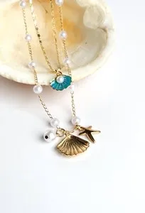 Authentic Tears of the Siren 14k Gold-Plated Ocean Shell and Pearl Talisman Set