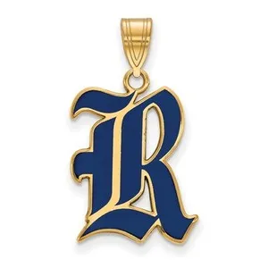 Authentic Rice University Emblem of Excellence: Gold-Plated Sterling Silver 'R' Pendant