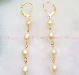 Authentic Celestial Rice Pearl Dangle – Gold‑kissed Leverback