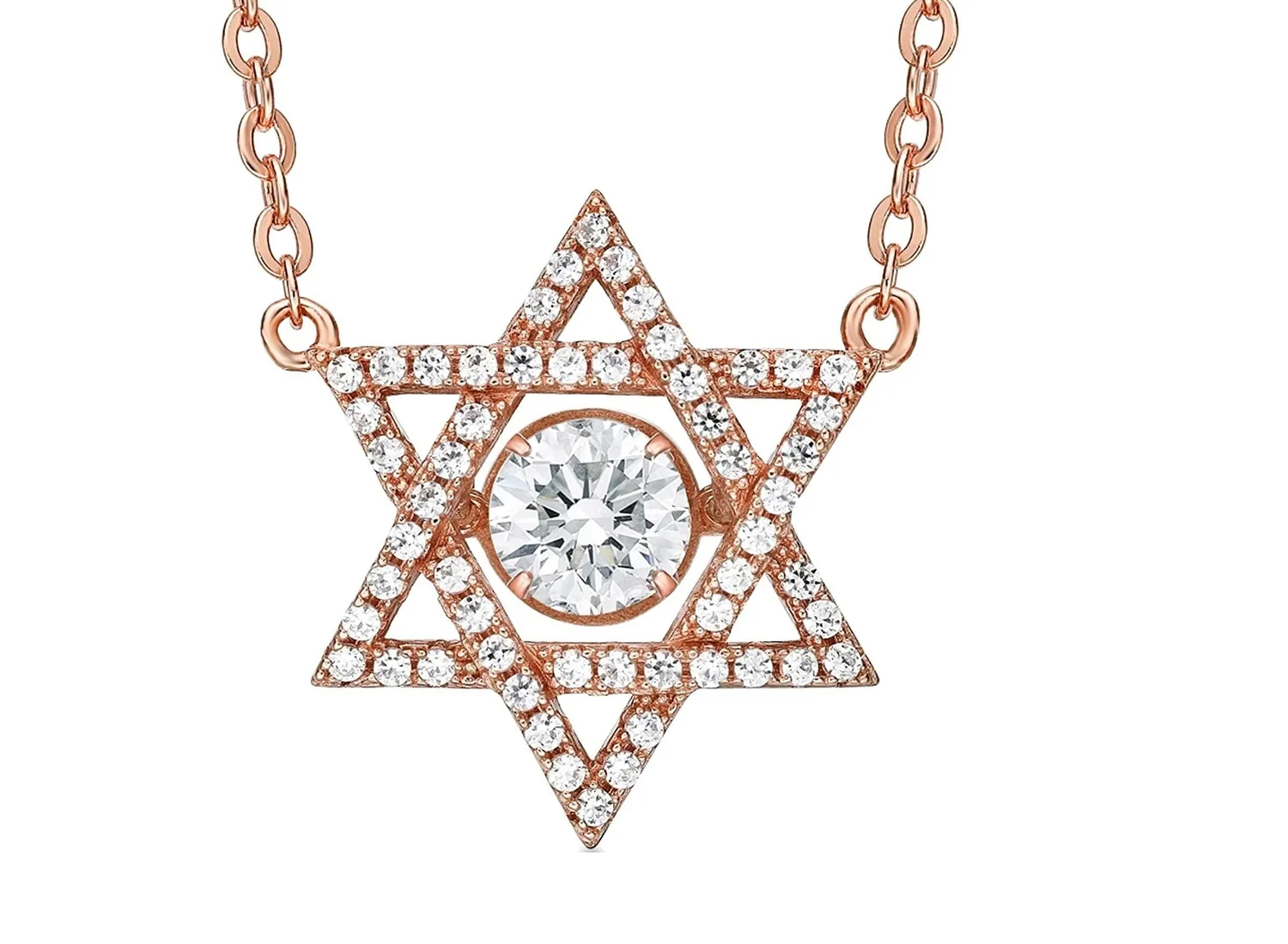 Authentic Sacred Unity: Rose Gold Plated Star of David Celestial Necklace