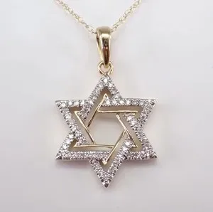 Authentic 1.50Ct Round Cut Lab Created Star of David Women Pendant 14K Yellow Gold Plated