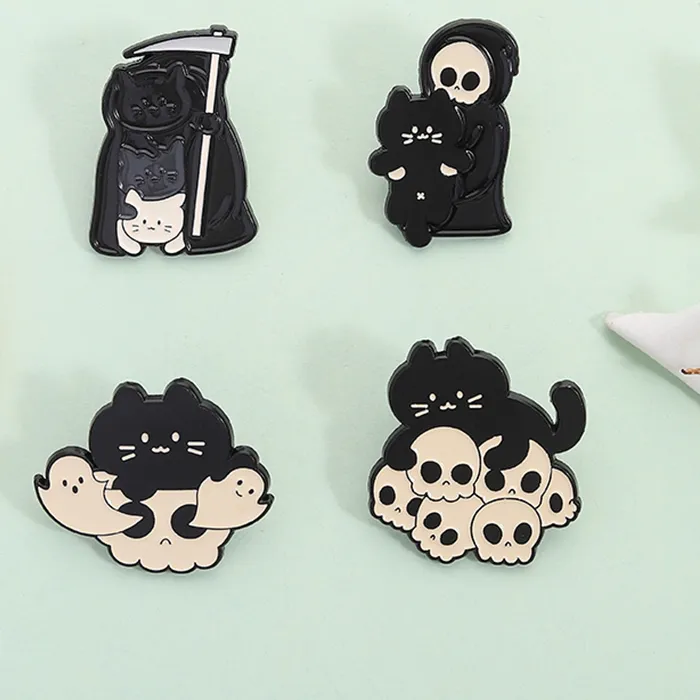 Authentic The Guardian of the Veil: Reaper and Feline Companion Pin
