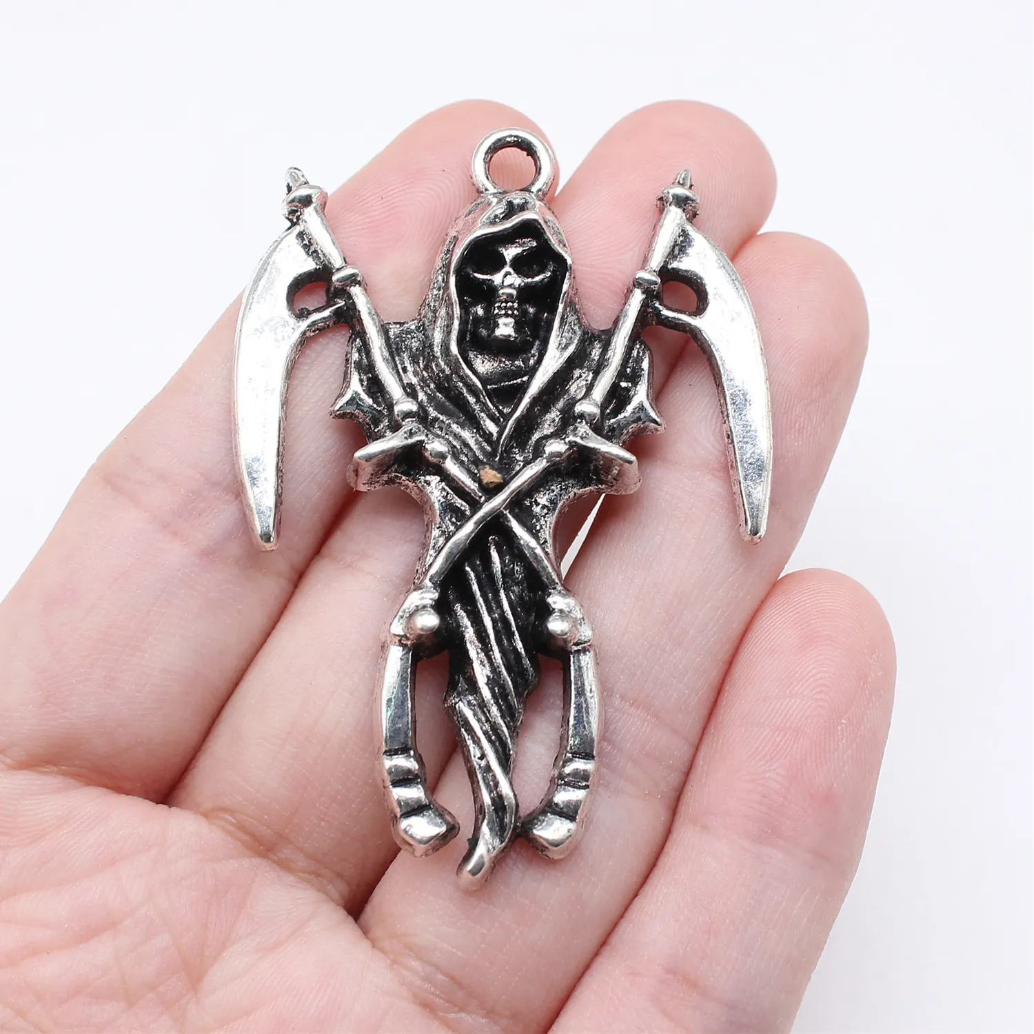 Authentic Veiled Guardian of the Threshold: Antique Silver Grim Reaper Charms