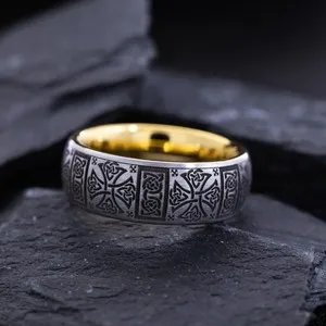 Authentic The Eternal Knot of Radiance: Celtic Cross Tungsten Band