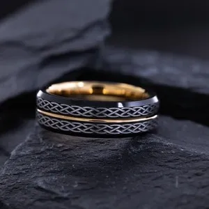 Authentic The Celtic Weaver: Shadow and Rose Gold Protection Band