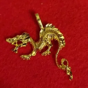 Authentic 14KT GOLD PLATED CHINESE DRAGON CHARM PENDANT - 2152