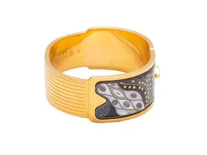 Authentic The Celestial Flame Frey Wille Enamel Bangle in Radiant 24K Gold