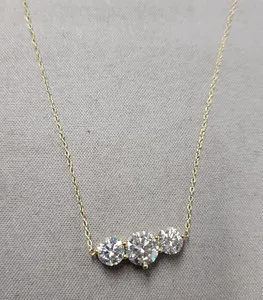 Authentic Radiant Trinity Moissanite 14K Gold-Plated Talismanic Necklace