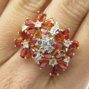 Authentic The Celestial Flame Sapphire and White Topaz Gold-Gilded Ring