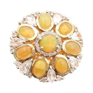 Authentic The Celestial Flame: Vintage Sterling and Gold-Plated Opal & Sapphire Ring