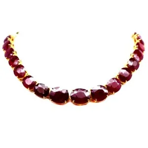 Authentic Ruby Ember of Passion: 18K Gold Plated Sterling Silver Necklace