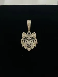 Authentic Moonlit Guardian: Wolf's Wisdom in 14K Gold Plated Radiance
